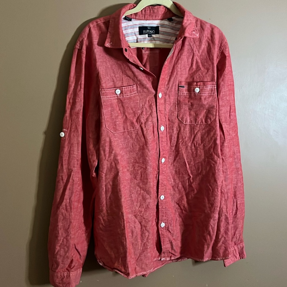 😄Union made linen blend Buffalo David Bitton shirt. B7
